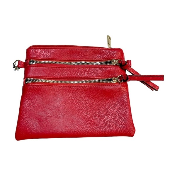 Emperia Clutch/Wristlet Red Color Vegan 3 Pockets with Zip - Picture 3 of 10